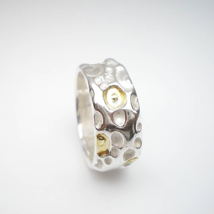 Coral Silver And Gold Ring - The Handmade &trade;